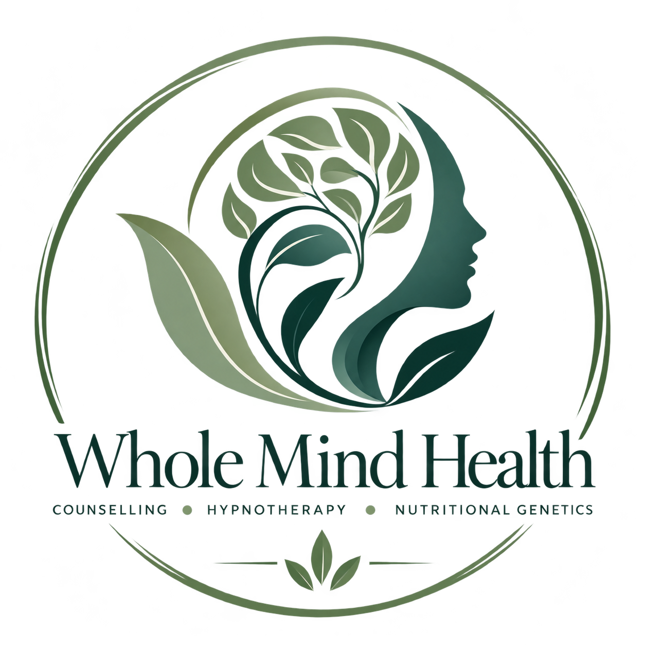 whole mind health botanical emblem